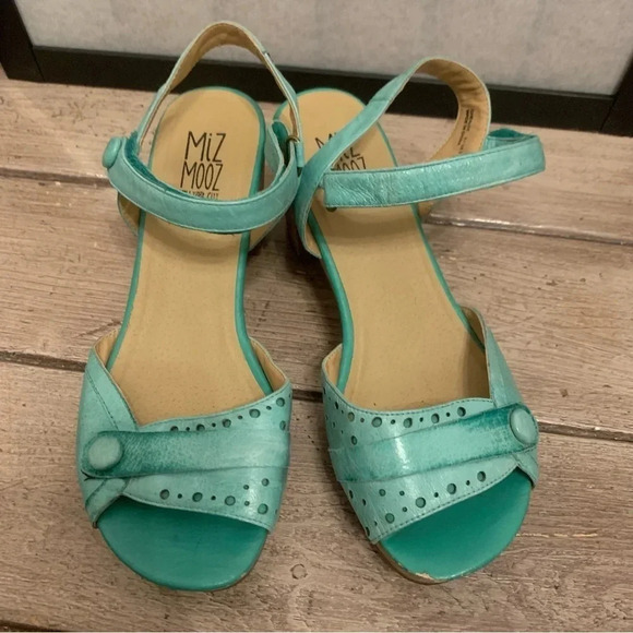 Miz Mooz Cookie Ankle Heeled Platform Leather Sandals 8 - Picture 8 of 11